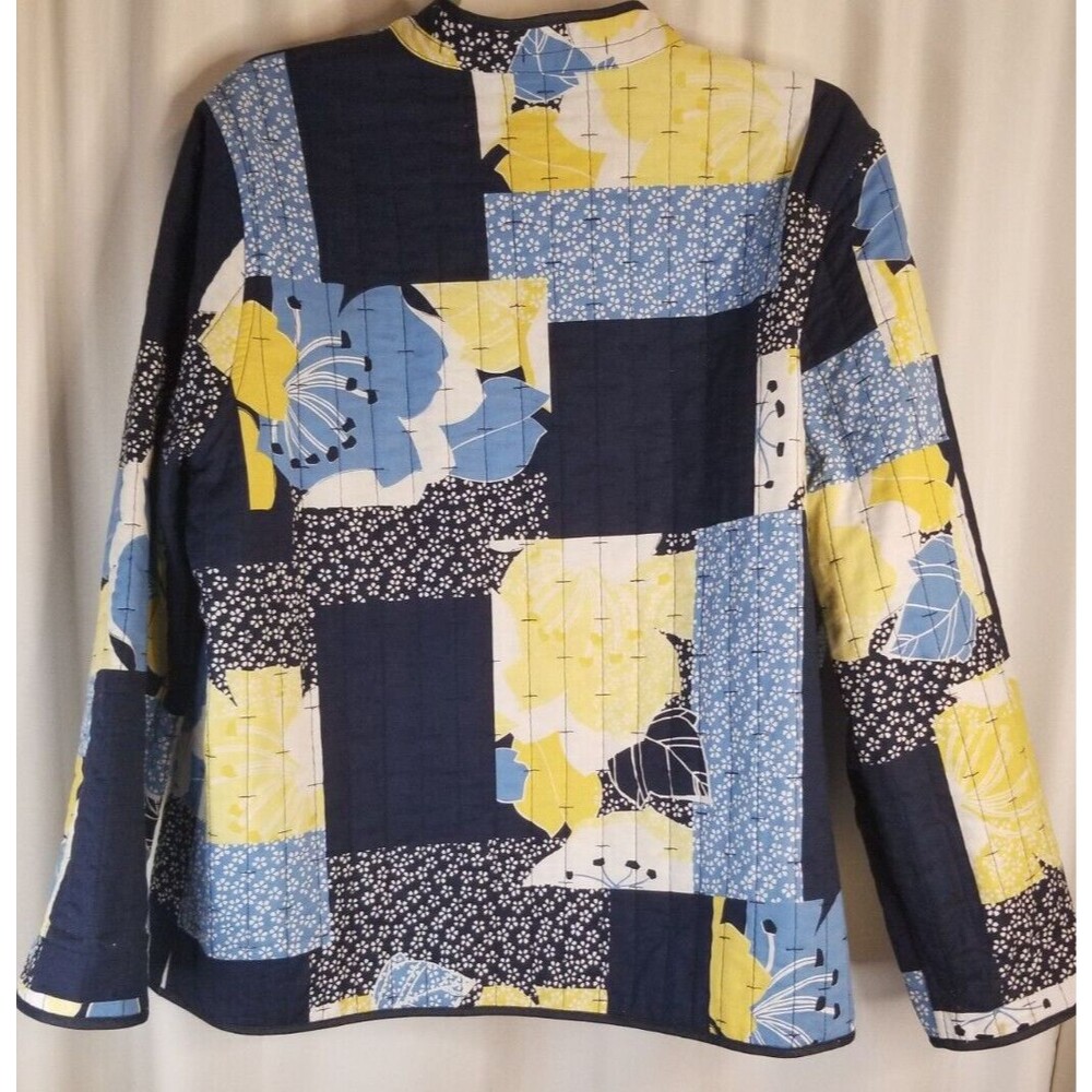 Alfred Dunner Women's Jacket Quilted Blue Lined Patchwork Look Petite Medium - Picture 2 of 4